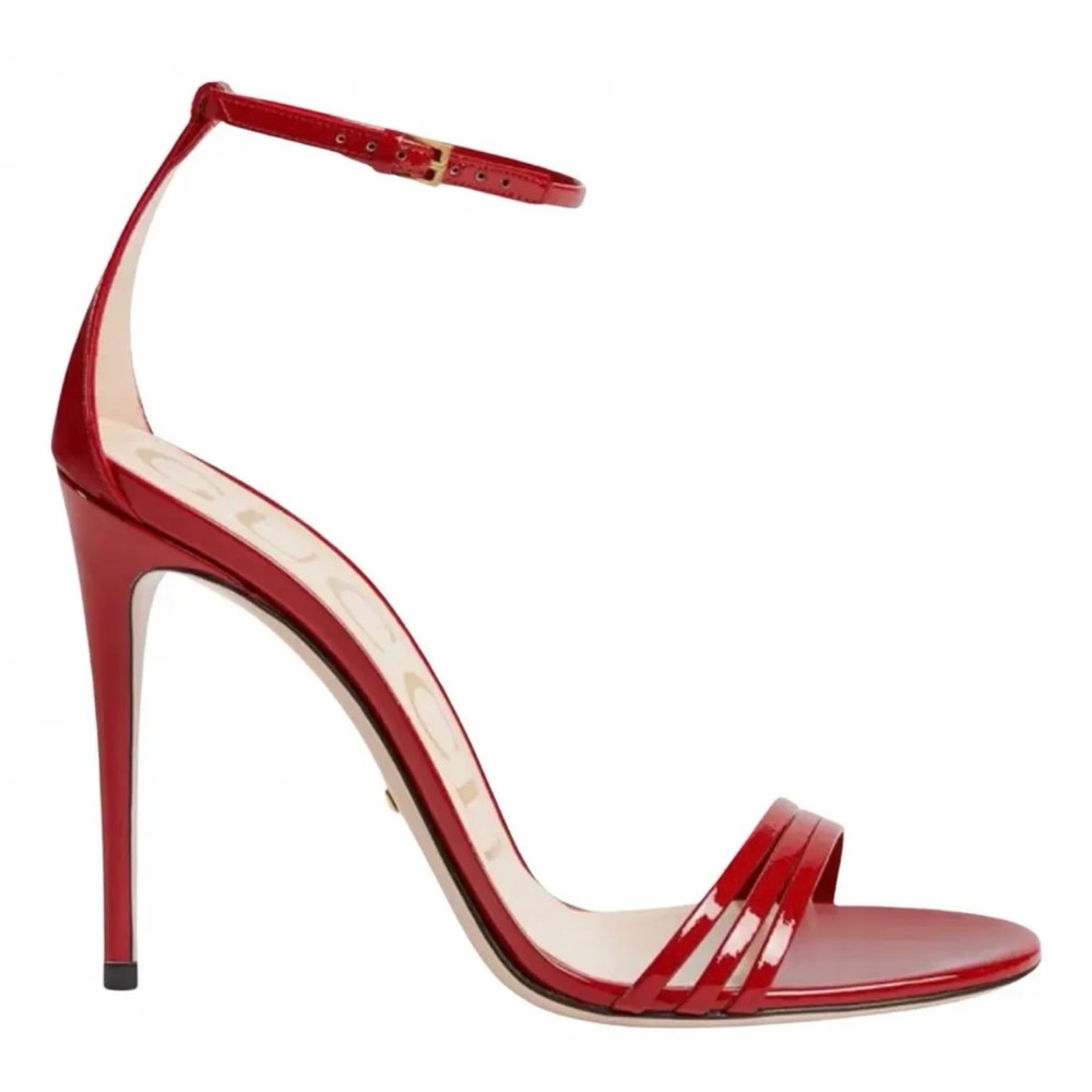 Gucci Red Patent Leather Strappy Heels - Picture 4 of 16
